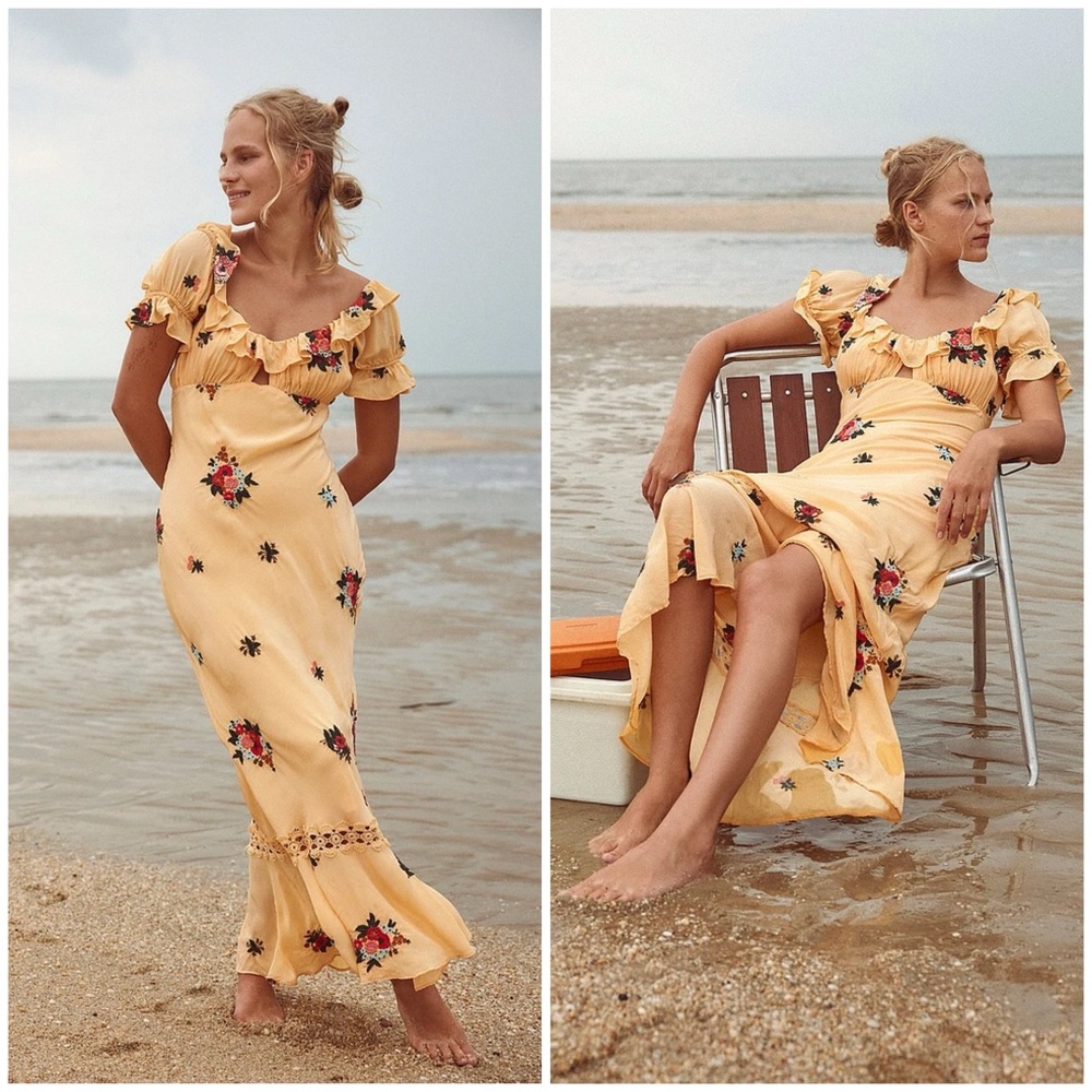 𝓯𝓹 Free People ~ Bali Santa Cruz Dress Golden